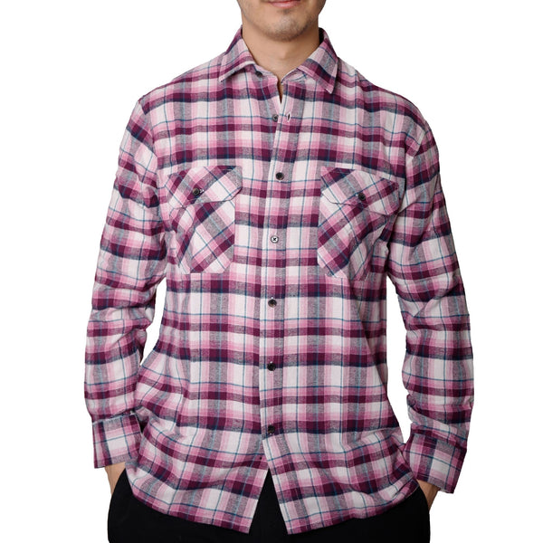 Men's Long Sleeve Check Work Shirt Lumberjack Flannel Casual Button Up Shirt S-6XL