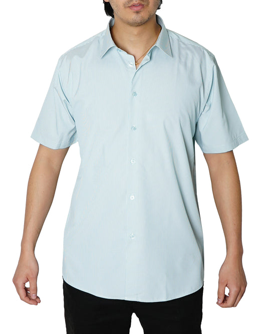 Steel Blue and White Short Sleeve Regular Fit Shirt (2284)