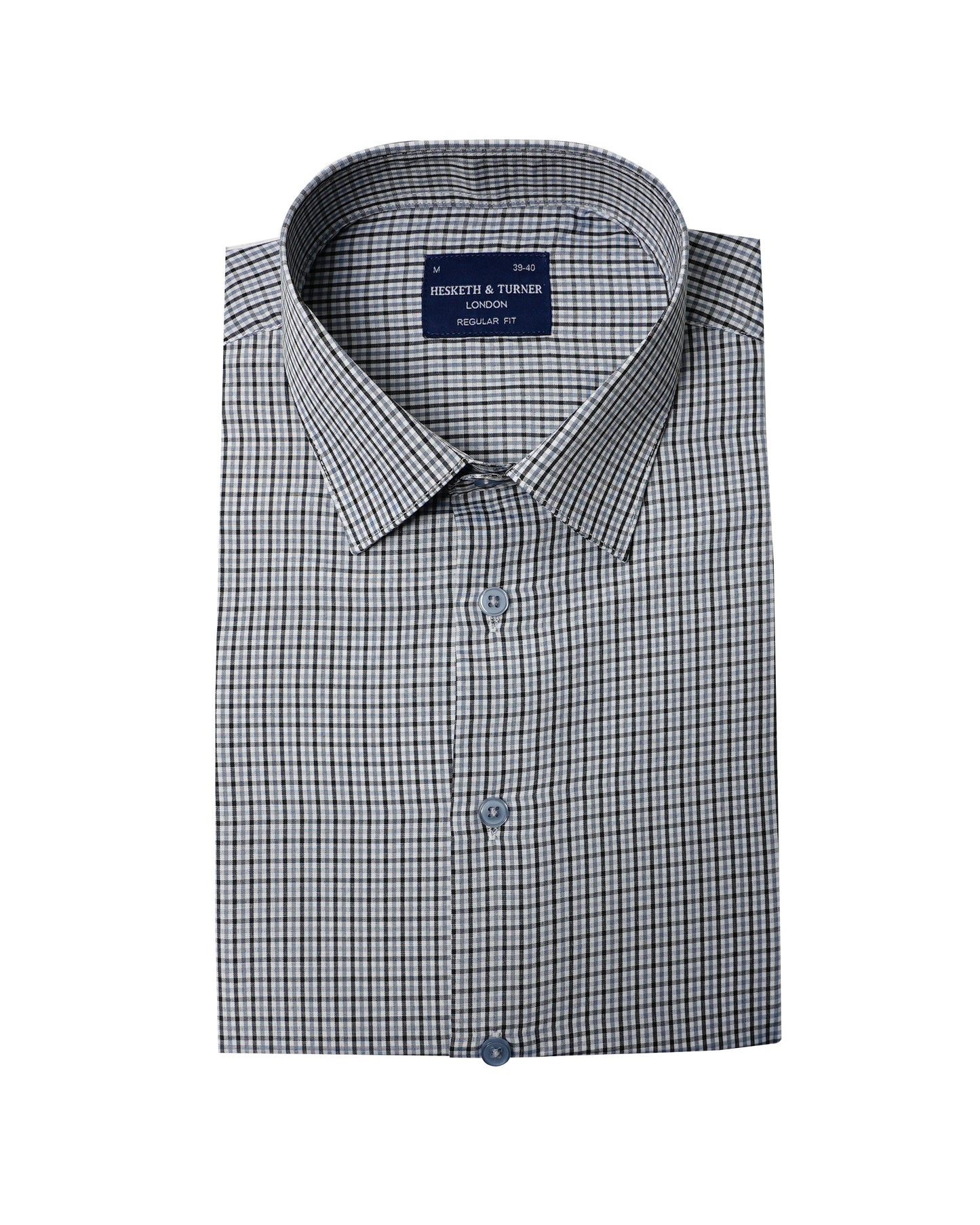 Black, Blue and White Short Sleeve Regular Fit Shirt (2283)