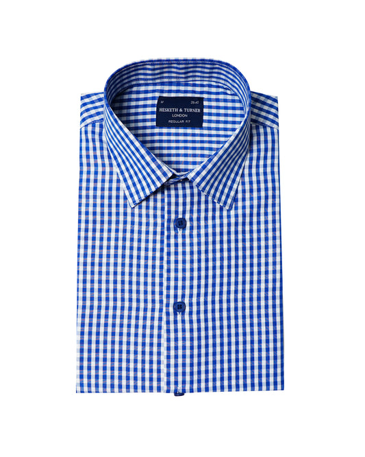 Blue, White and Grey Regular Fit Short Sleeve Shirt (2281)