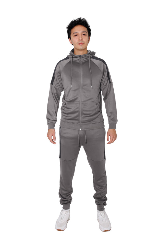 Charcoal Grey Full Zip Tracksuit With Panel Shoulder (2269)