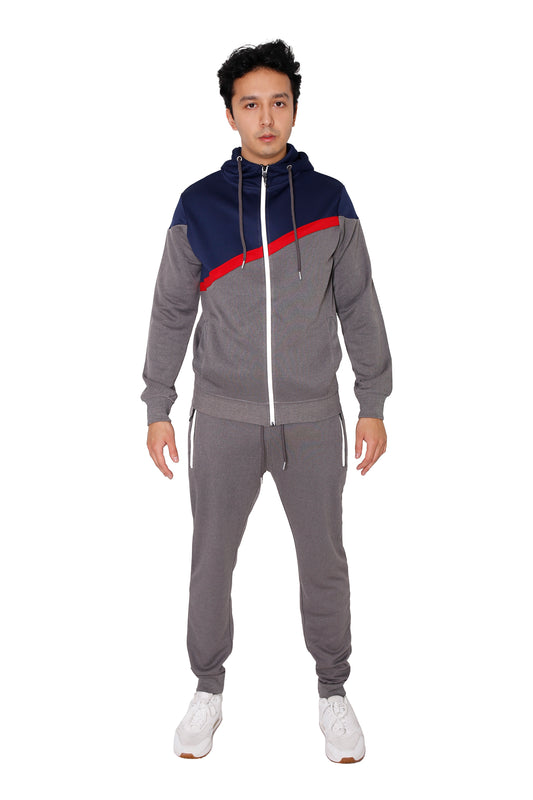 Grey Full Zip Tracksuit with Cross Panel (2273)