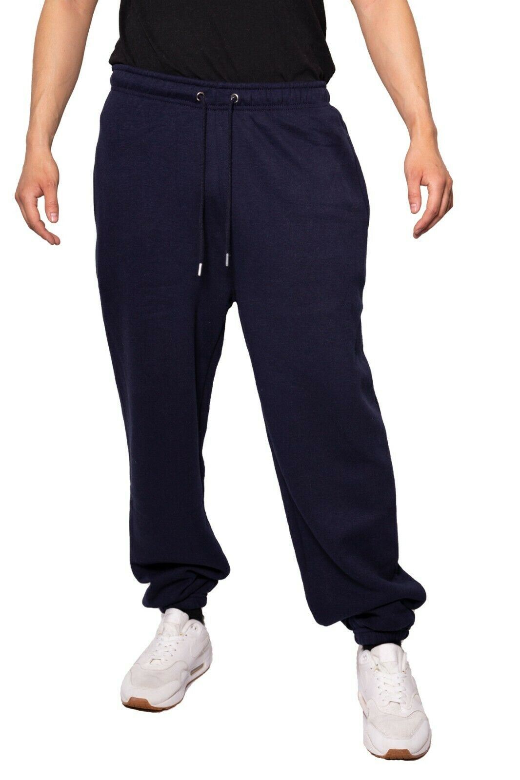 Plus Size Navy Elasticated Joggers - Regular Fit