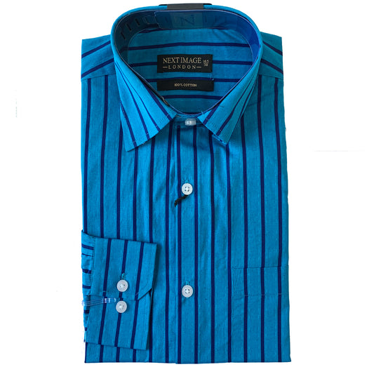 Blue Striped Next Image Regular Fit Shirt
