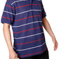 Striped Pique Polo Slim Fit T-Shirt- Navy
