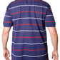 Striped Pique Polo Slim Fit T-Shirt- Navy