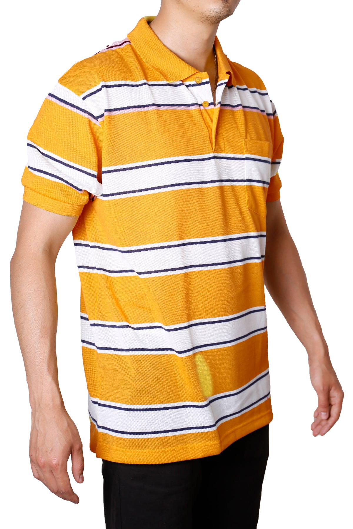 Thick Striped Pique Polo T-Shirt Slim Fit - Orange
