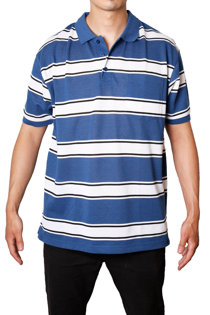 Thick Striped Pique Polo T-Shirt Slim Fit (65%Cotton, 35% Polyester)
