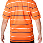 Striped Pique Polo T-Shirt Short Sleeves Slim Fit - Orange