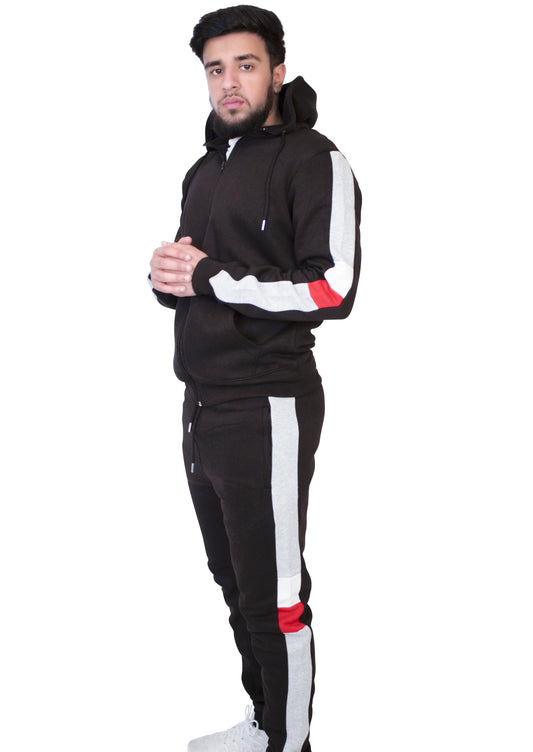 Full Zip Hooded Tracksuit With Side Panels