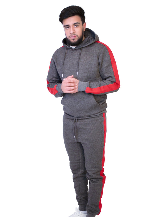 Pullover Hooded Contrast Tracksuit With Tape