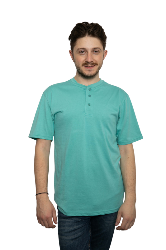 Henley T-Shirt - Turquoise Blue