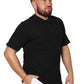 Short Sleeve Waffle Knit Henley T-Shirt - Black