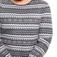 Charcoal Patterned/Striped Crew Neck Jumper