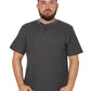 Short Sleeve Waffle Knit Henley T-Shirt - Charcoal
