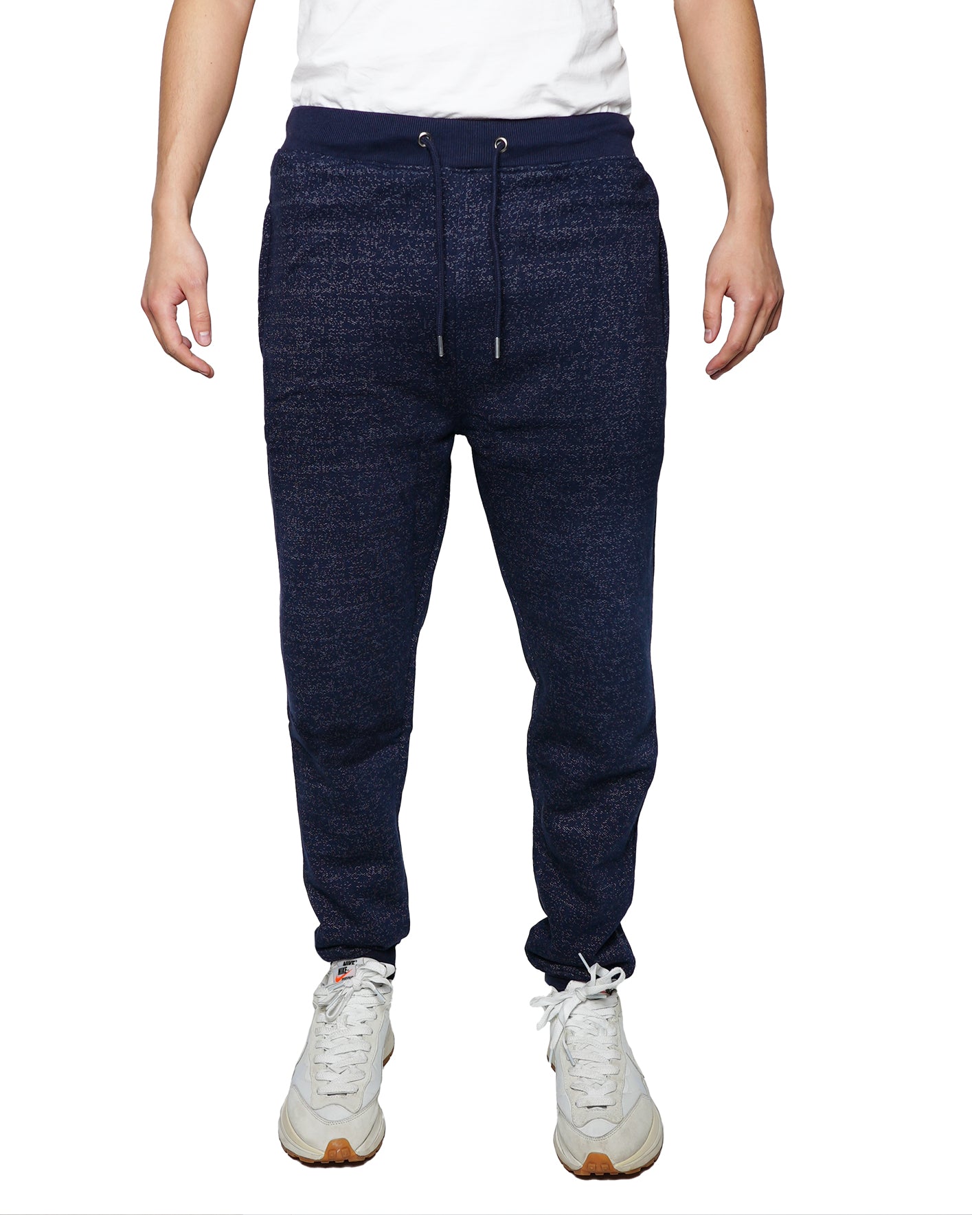 Navy Dotted Print Joggers - Slim Fit