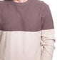 Brown Two-Tone Crew Neck Jumper