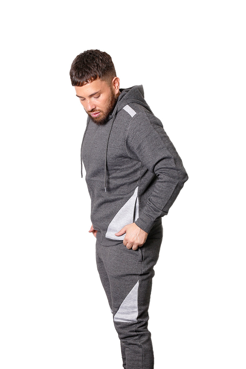 Men’s Full-Zip Fleece Tracksuit with Colour Patches on Hoodie and Joggers (2220)