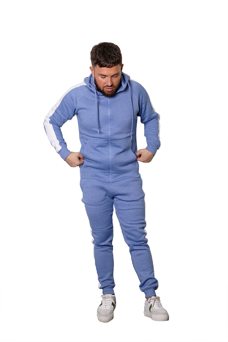 Mens Full-Zip Fleece Tracksuit with Colour Contrast arms and Jogger (2224)