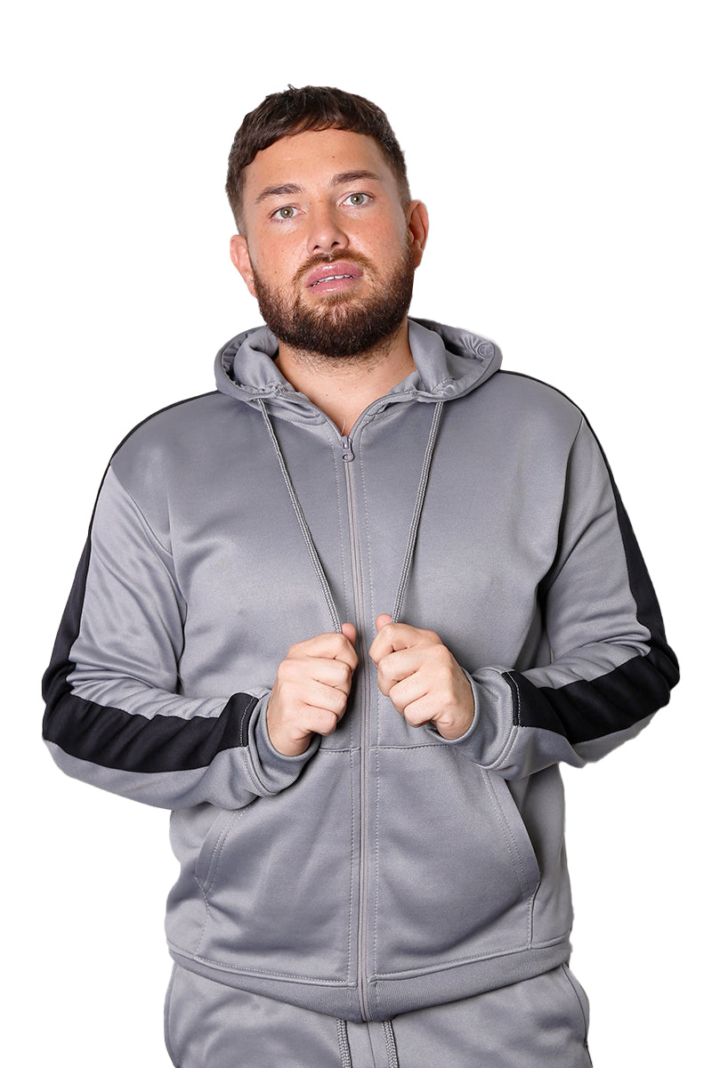 Mens Slim Fit Polyester Two Tones Zip Up Tracksuit (2098)