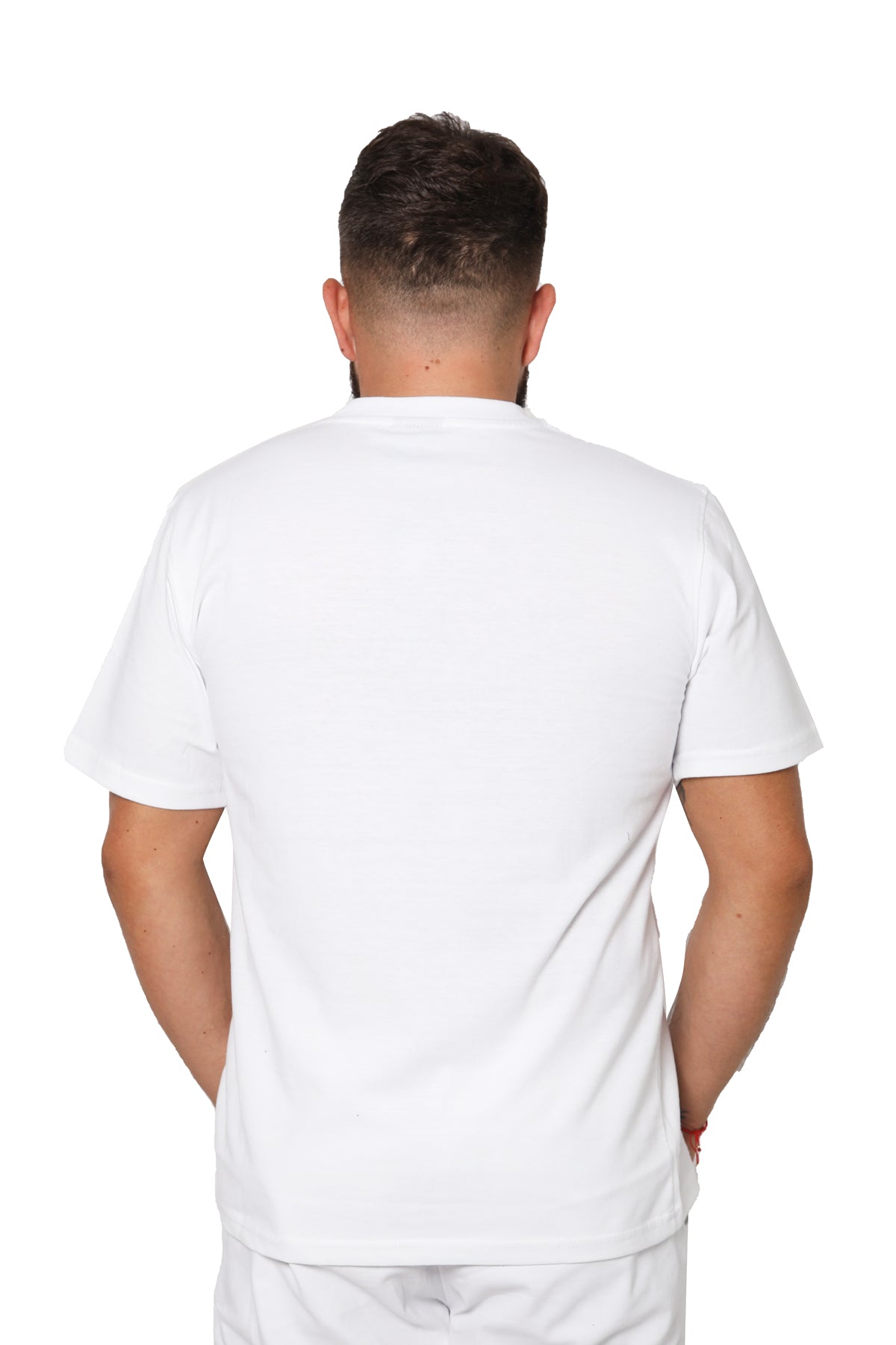 Short Sleeve Plain Henley T-Shirt with Grandad Collar - White